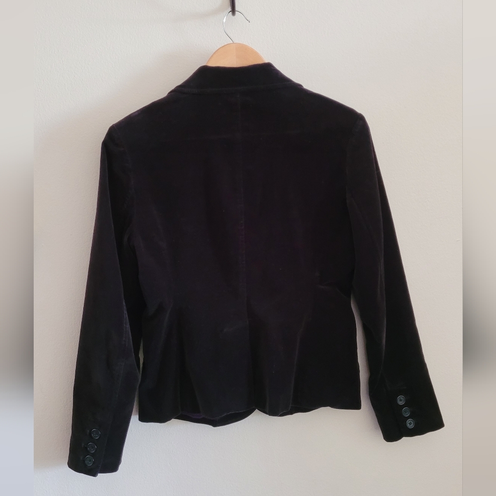 Y2K Gap Crushed Velvet Satin Lined 2 Button Blazer, Women's 6, Black & Purple - Picture 10 of 12